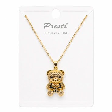 Crystal Teddy Bear Pendant Necklace